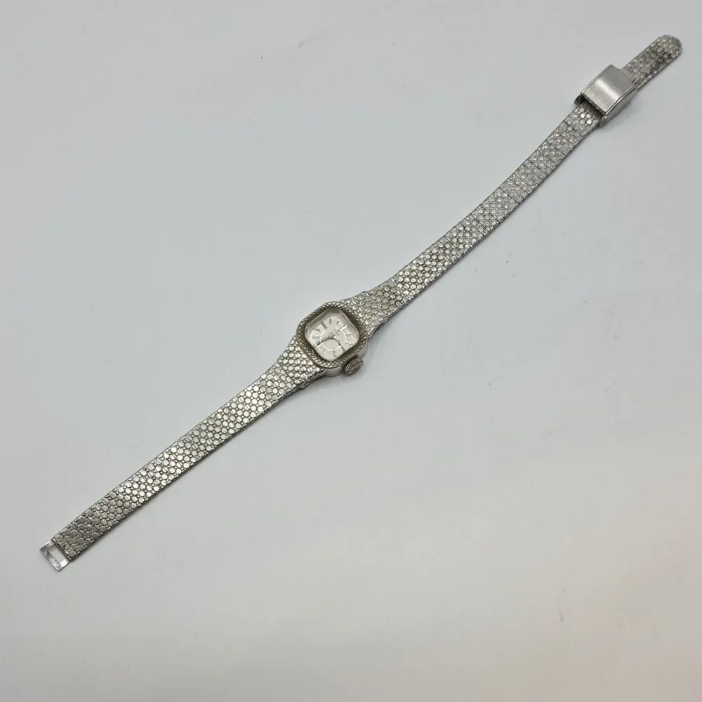 *Vintage*Elgin Women's Watch Mechanical, Silver Dial, Steel Bracelet, runs good.